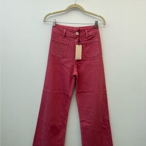 Miou Muse Vibrant Pink Wide Leg Jeans for Women